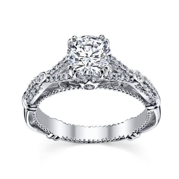 Round cut diamond classic verragio parisian double prong engagement ring