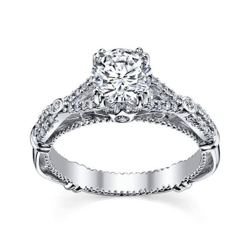 Round Cut Diamond Classic Verragio Parisian Double Prong Engagement Ring