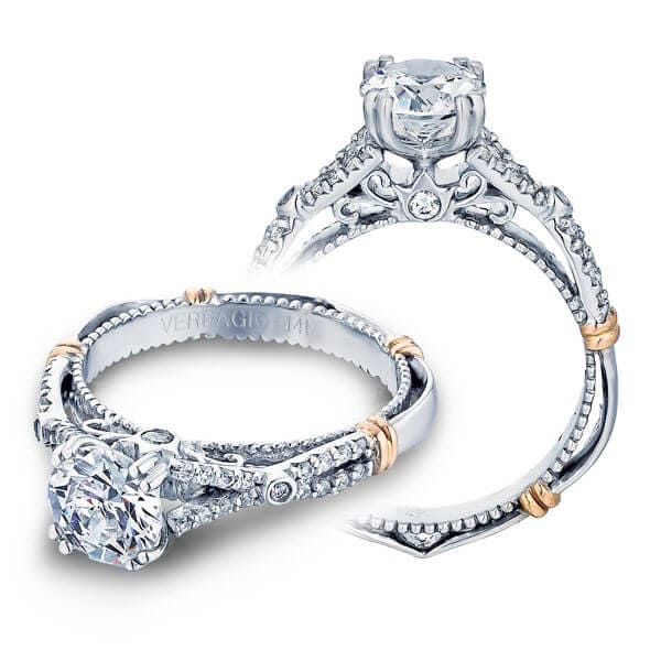 Round cut diamond classic verragio parisian double prong engagement ring