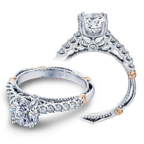 Shared Prong Verragio Parisian Classic Round Cut Diamond Shoulder Accented Engagement Ring