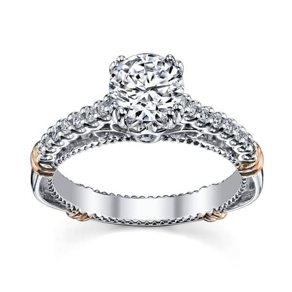 U-Shared Prong Verragio Parisian Double Claw Round Cut Diamond Engagement Ring