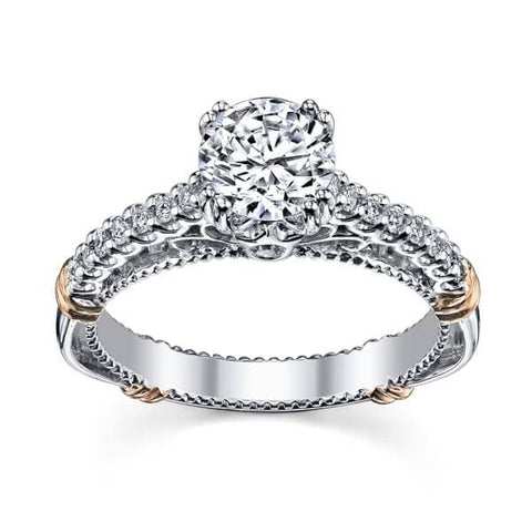 U-Shared Prong Verragio Parisian Double Claw Round Cut Diamond Engagement Ring