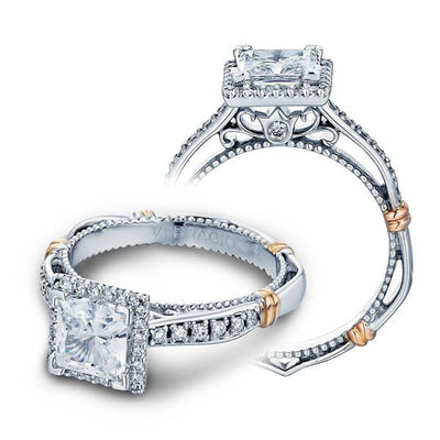 Halo Princess Cut Diamond Engagement Ring W/ Milgrain Verragio Parisian