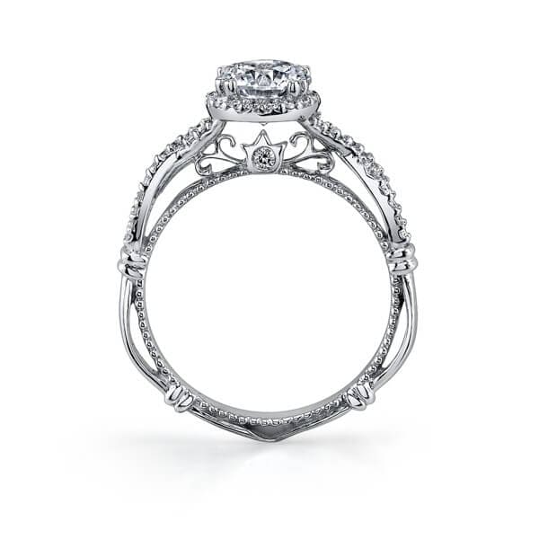Halo Split Shank Verragio Parisian Diamond Engagement Ring W/ Milgrain