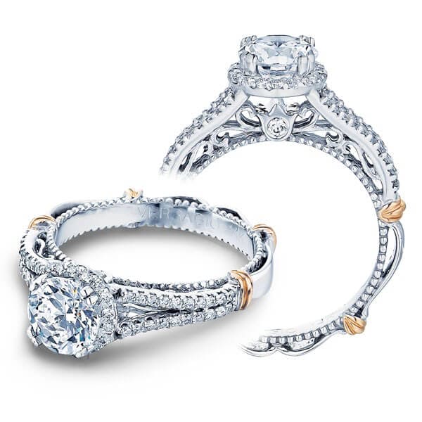 Dazzling verragio parisian round cut diamond engagement halo ring