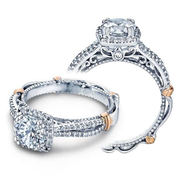 Elegant Verragio Parisian Round Cut Diamond Engagement Halo Ring