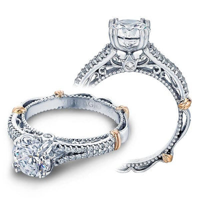 Split Shank Verragio Parisian Classic Round Cut Diamond Engagement Ring W/ Milgrain