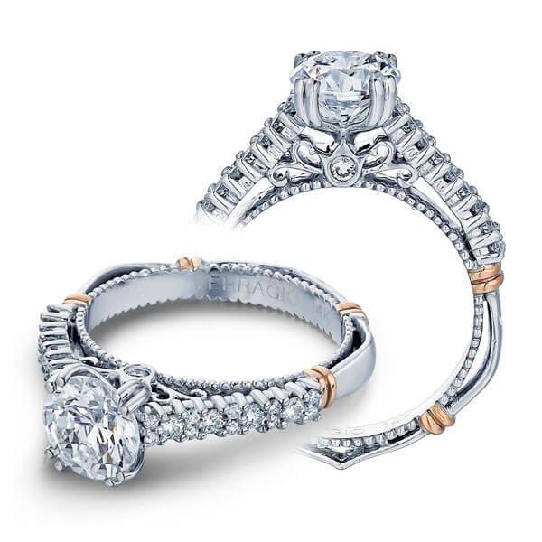 Shared prong verragio parisian round cut diamond engagement ring