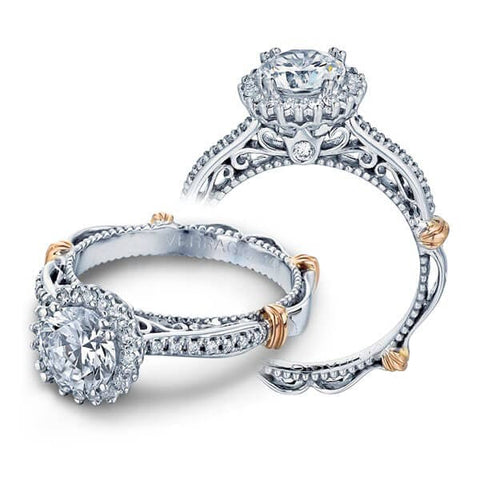 Crown Verragio Parisian Round Cut Diamond Engagement Ring W/ Milgrain