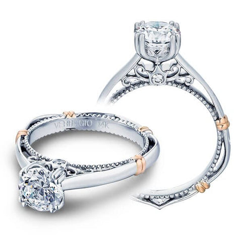 Double Prong Classic Round Cut Diamond Verragio Parisian Engagement Ring