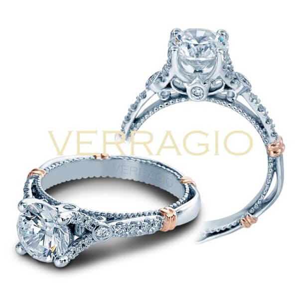 Split shank verragio parisian round cut diamond engagement ring