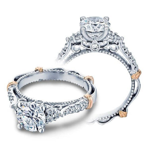 Accented Verragio Parisian Classic Round Cut Diamond Engagement Ring W/ Milgrain