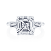 3 Stone Asscher Cut Engagement Ring Front View