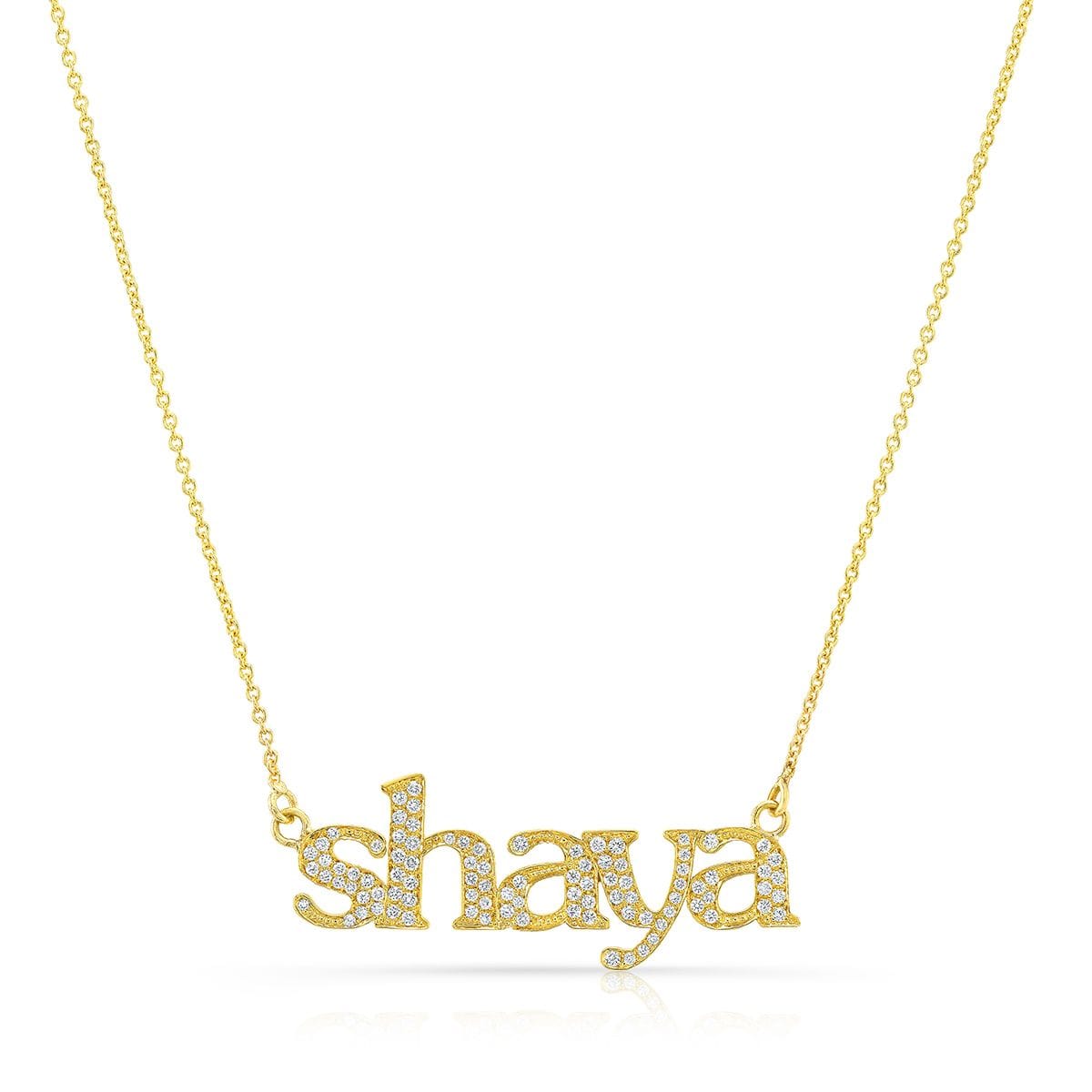 Diamond name necklace yellow gold