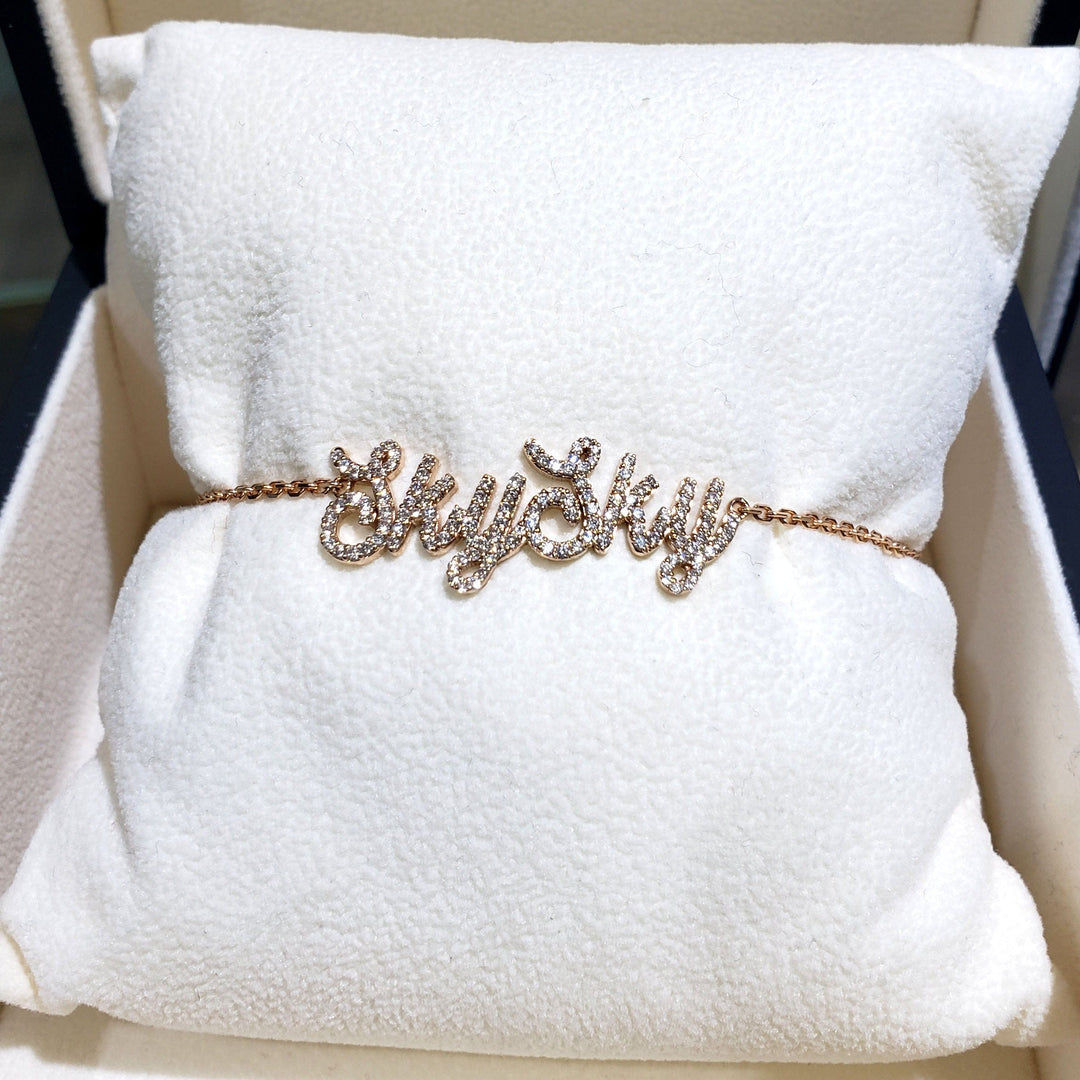 Custom Made Name Necklace with Diamonds