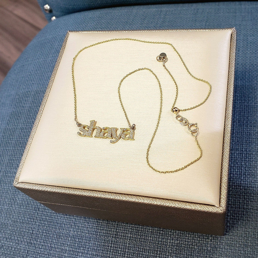 Custom Made Name Necklace with Diamonds