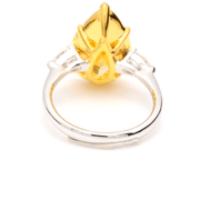 3 Stone Canary Fancy Yellow Pear Shaped Diamond Ring Back View