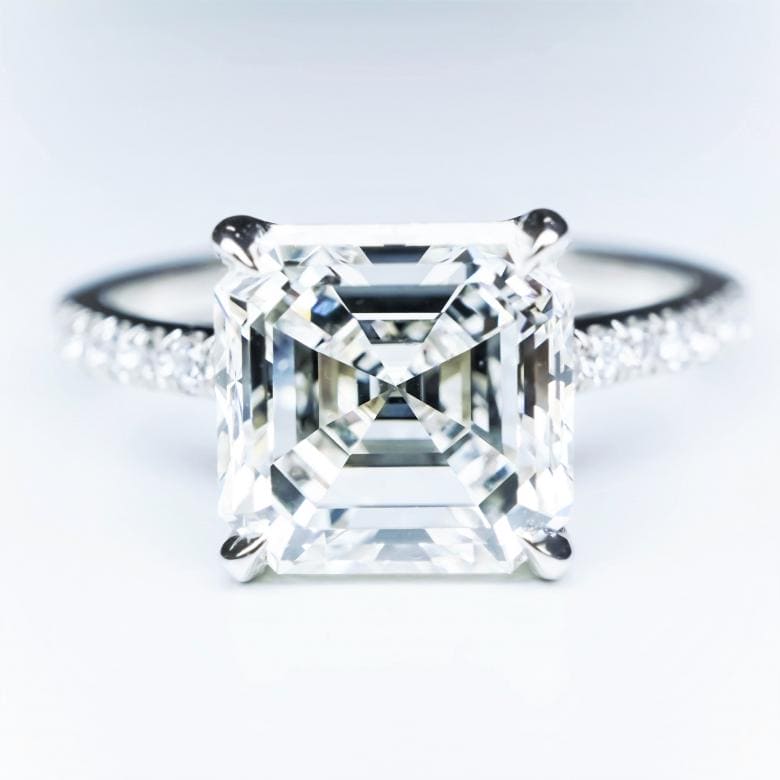 3.95 Ct. Asscher Cut Engagement Ring Set I Color SI1 GIA Certified