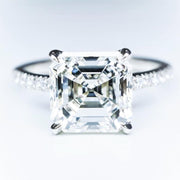 3.95 Ct. Asscher Cut Engagement Ring Set I Color SI1 GIA Certified