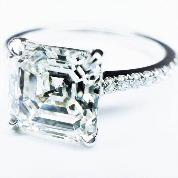 3.95 Ct. Asscher Cut Engagement Ring Set I Color SI1 GIA Certified