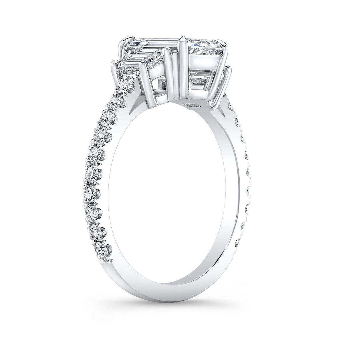 Emerald cut with trapezoids diamond ring