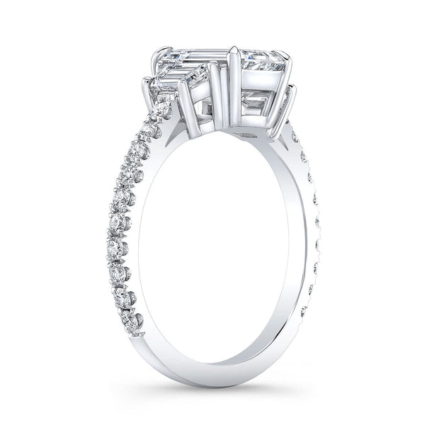 Emerald Cut with Trapezoids Diamond Ring