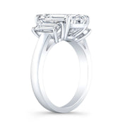 Emerald Cut & Baguette 3 Stone Diamond Ring Side Profile