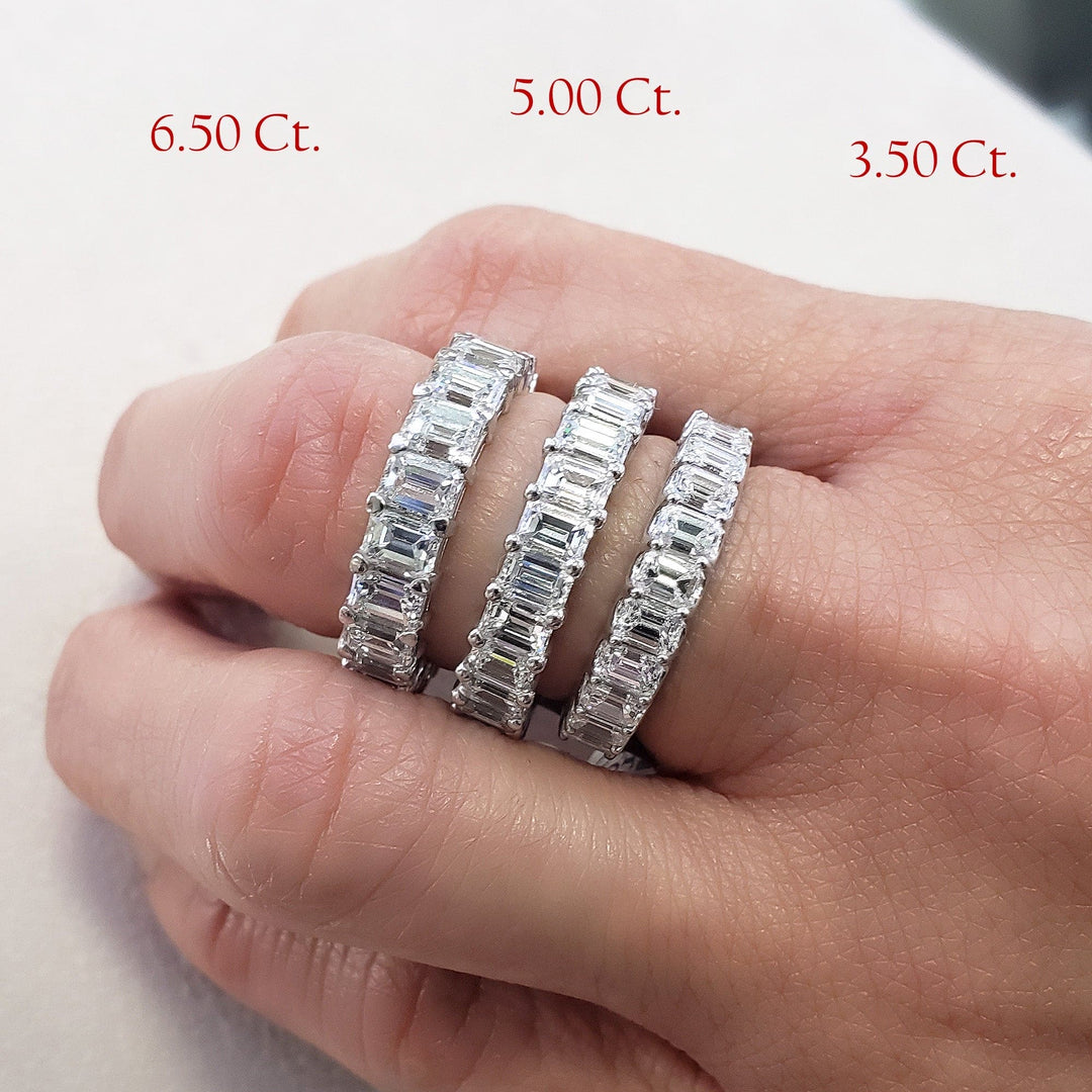 5 Carats Emerald Cut Eternity Band Low Profile Setting F-G Color VS1 Clarity
