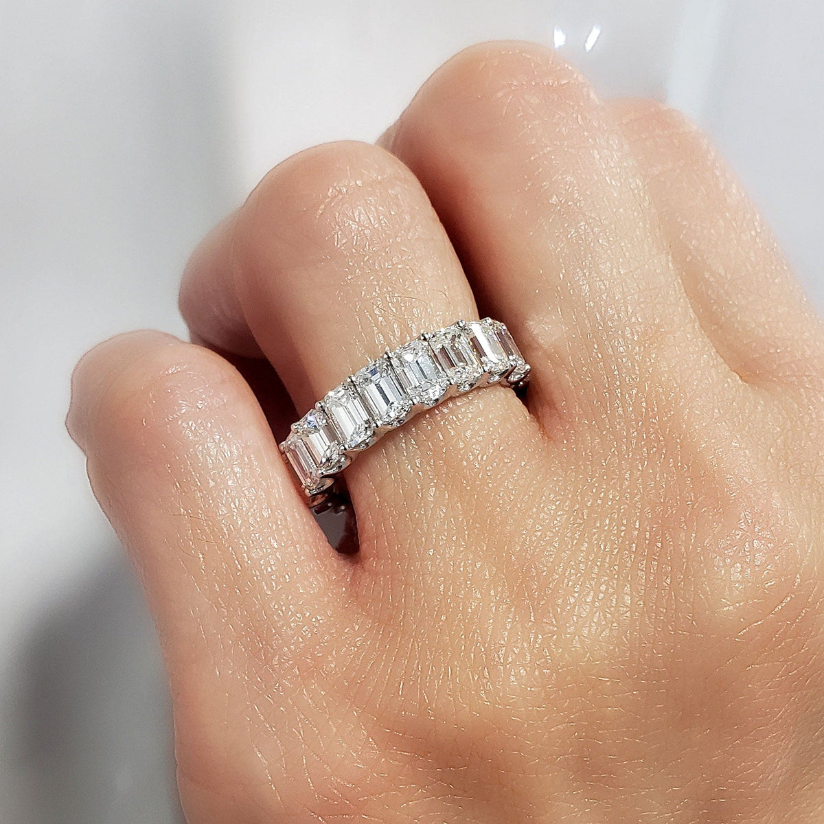 6 carat emerald cut eternity ring gallery style g h color vs1 clarity