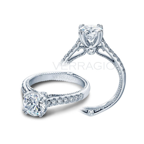 Verragio Couture Round Brilliant Cut Diamond U-Pave Engagement Ring W/ Bezel