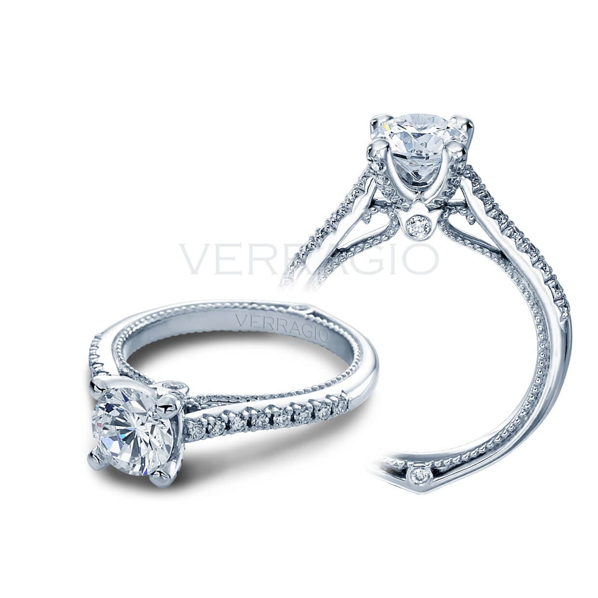 U  pave verragio couture round brilliant cut diamond engagement ring