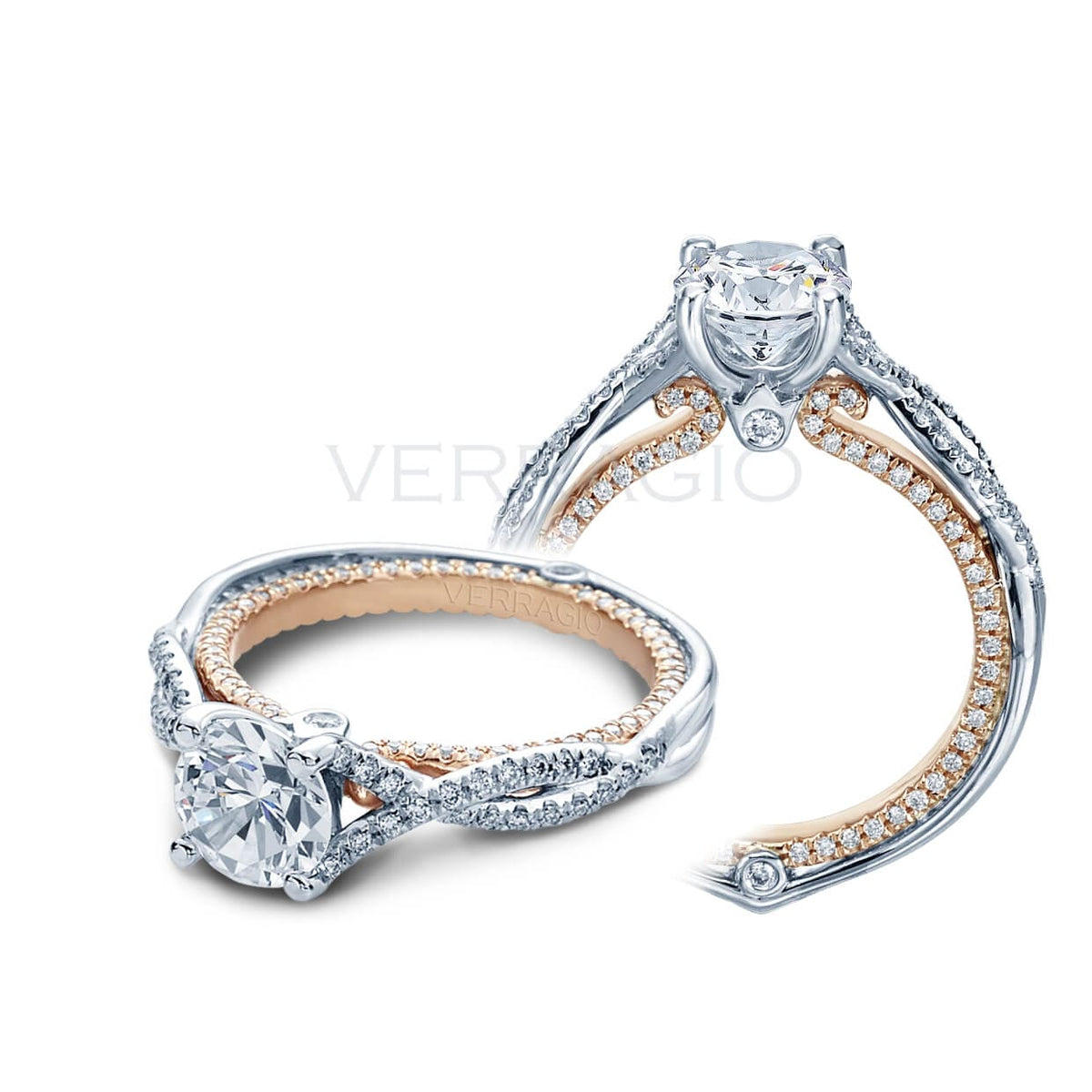 Verragio couture round brilliant cut u pave diamond engagement ring