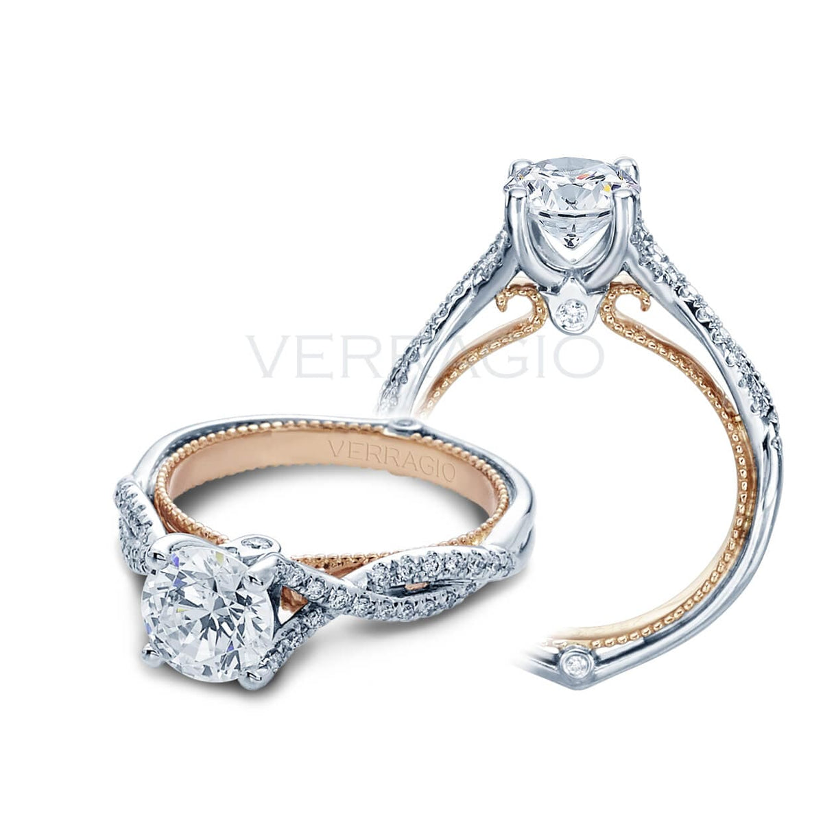 Verragio couture round brilliant cut cross over diamond engagement ring