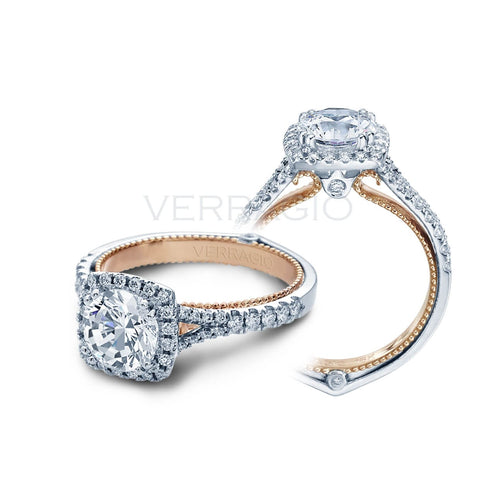 Classic Verragio Couture Round Cut Diamond Halo Split Shank Engagement Ring