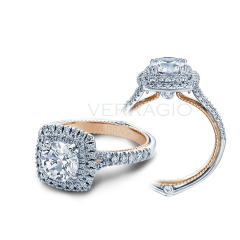Double Halo Split Shank Verragio Couture Round Brilliant Cut Diamond Engagement Ring