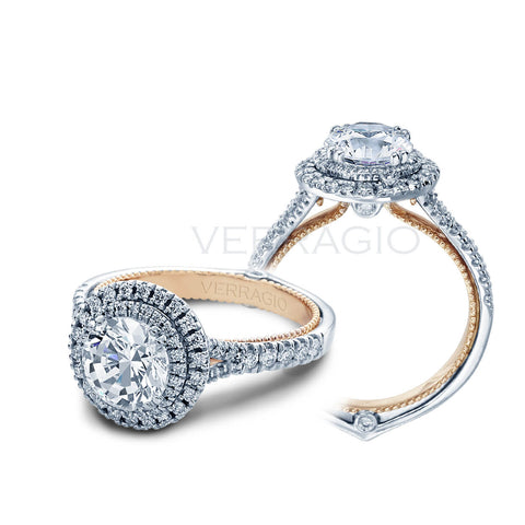 Double Halo Round Brilliant Cut Verragio Couture  Diamond Engagement Ring