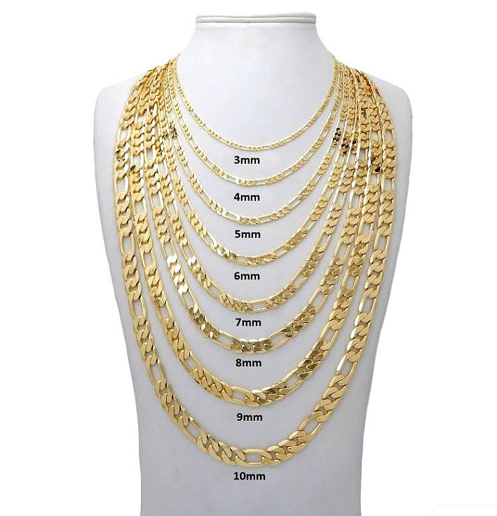 14K Yellow Gold Figaro Chain 11mm