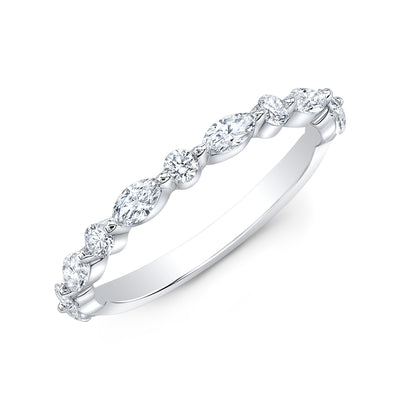 14k white gold wonderland diamond ring (marquise and round diamonds)