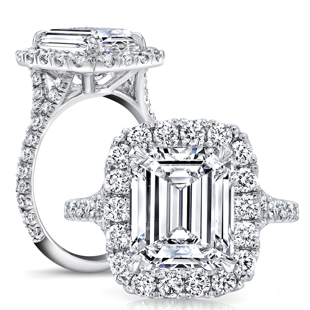 Baby split shank cushion halo diamond engagement ring