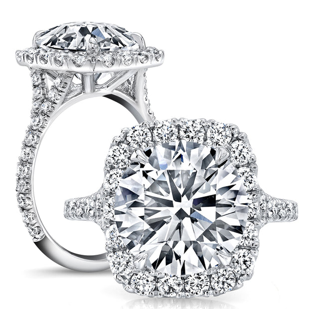Baby Split Shank Cushion Halo Diamond Engagement Ring