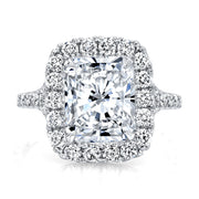 2.55 Ct. Elongated Radiant Cut Halo Baby Split Shank Ring H Color VS2 GIA Certified