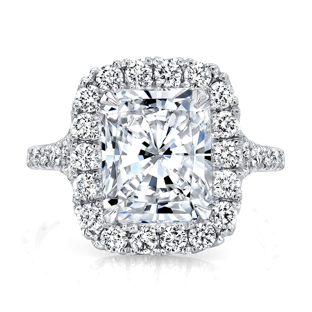 Split shank halo engagement ring