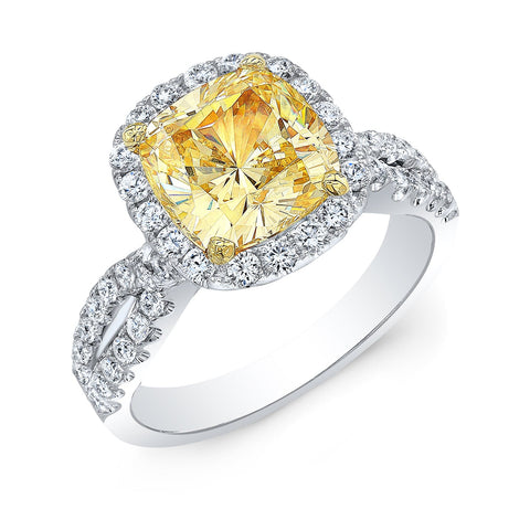 ancy Light Cushion Cut Halo Diamond Ring Twisted Shank