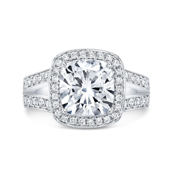 Halo Cushion Engagement Ring Split Shank