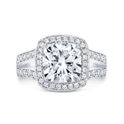 4.10 Ct. Cushion Cut Halo Split Shank Engagement Ring I Color VVS1 GIA Certified