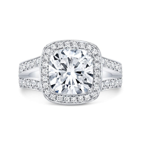 Cushion Double Halo Pave Split Shank Front View