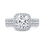 2.55 Ct. Cushion Cut Pave Halo Engagement Ring H Color VS2 GIA Certified
