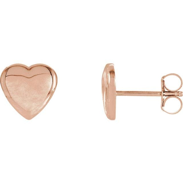 rose gold heart stud earrings
