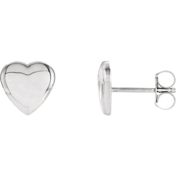 white gold heart stud earrings