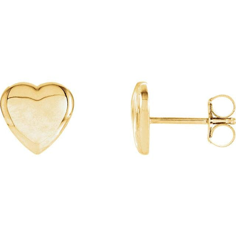 yellow gold heart stud earrings 